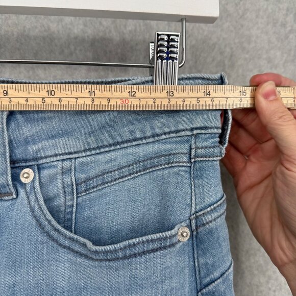 Express Womens Flare Leg Mid Rise Jeans Size 4 Light Wash Denim Perfect Lift EUC - Picture 11 of 14